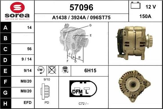 EAI 57096 - Alternator autospares.lv