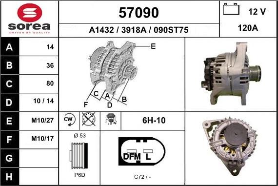 EAI 57090 - Alternator autospares.lv