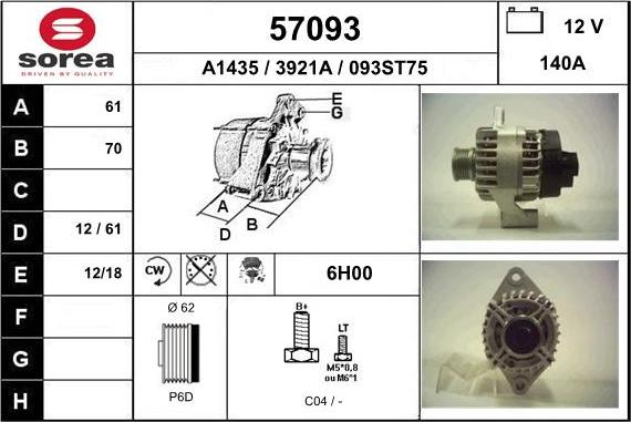 EAI 57093 - Alternator autospares.lv