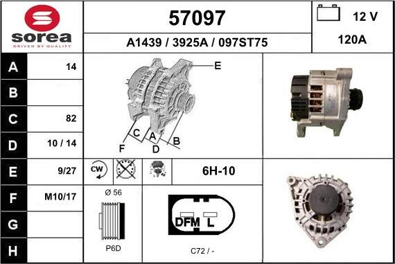 EAI 57097 - Alternator autospares.lv