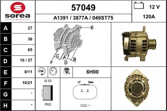 EAI 57049 - Alternator autospares.lv