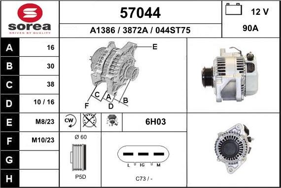 EAI 57044 - Alternator autospares.lv
