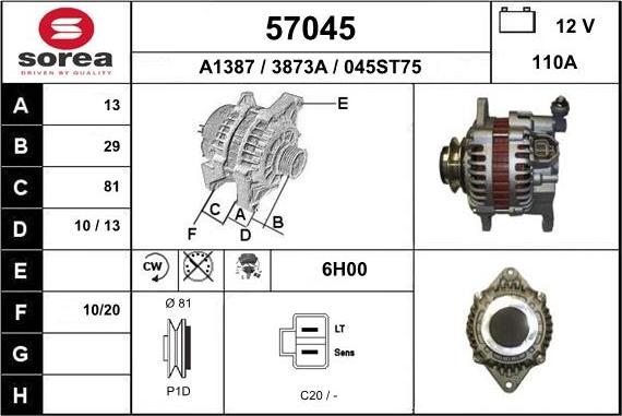 EAI 57045 - Alternator autospares.lv