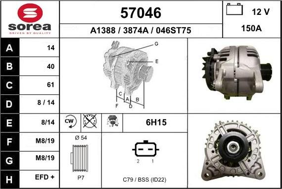 EAI 57046 - Alternator autospares.lv