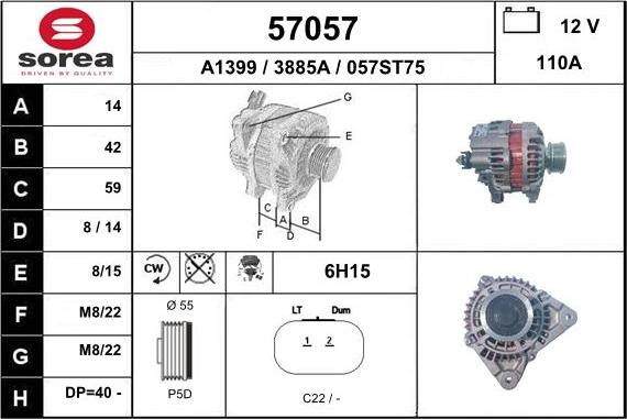 EAI 57057 - Alternator autospares.lv