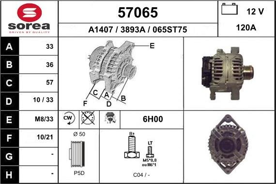 EAI 57065 - Alternator autospares.lv