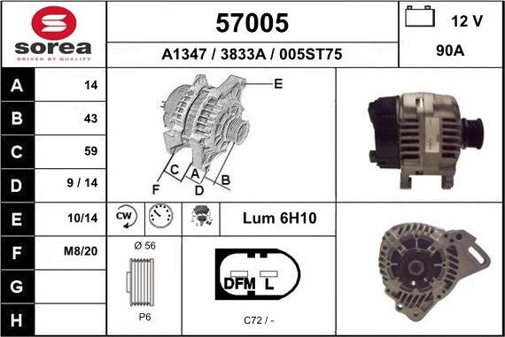 EAI 57005 - Alternator autospares.lv