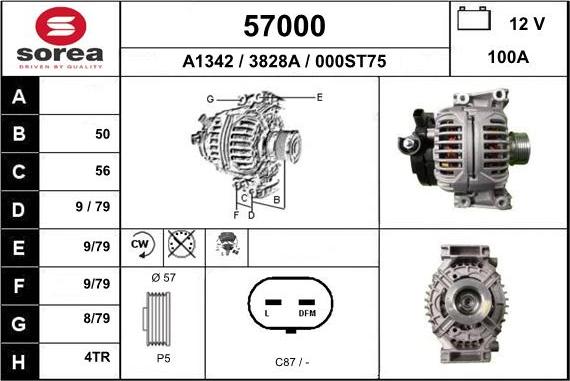 EAI 57000 - Alternator autospares.lv