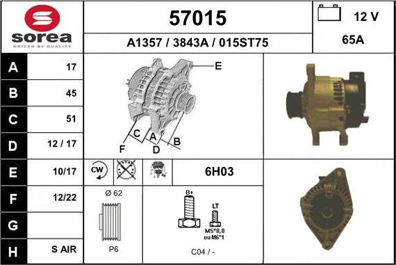 EAI 57015 - Alternator autospares.lv