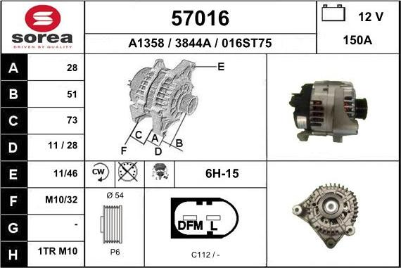 EAI 57016 - Alternator autospares.lv