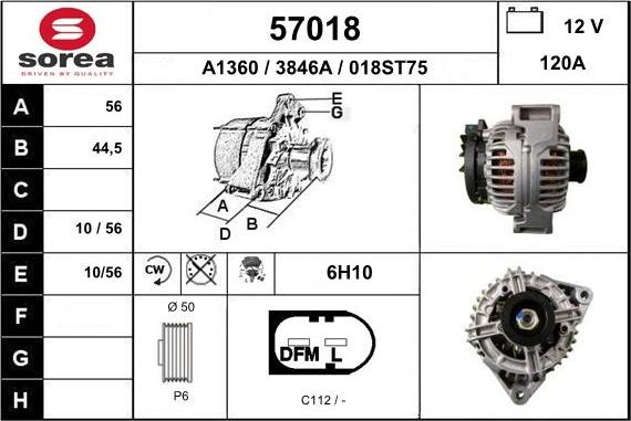 EAI 57018 - Alternator autospares.lv