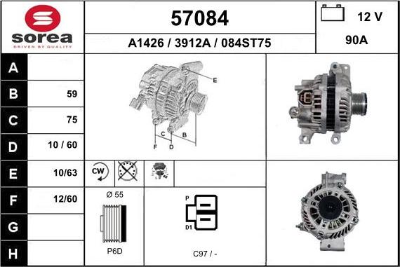 EAI 57084 - Alternator autospares.lv