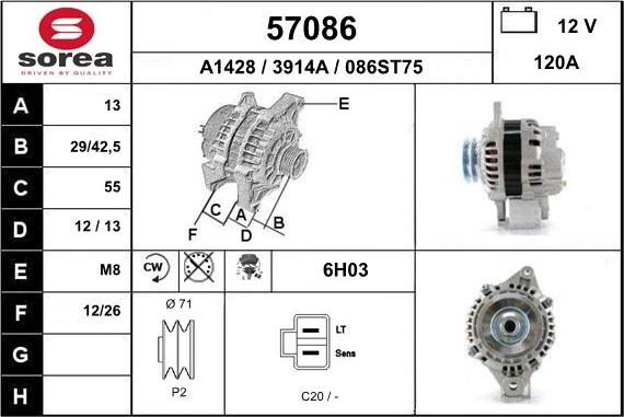 EAI 57086 - Alternator autospares.lv