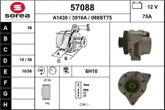 EAI 57088 - Alternator autospares.lv