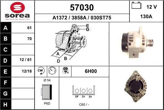 EAI 57030 - Alternator autospares.lv