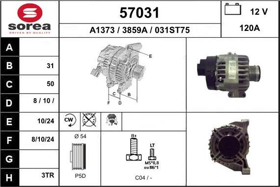 EAI 57031 - Alternator autospares.lv