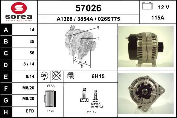 EAI 57026 - Alternator autospares.lv