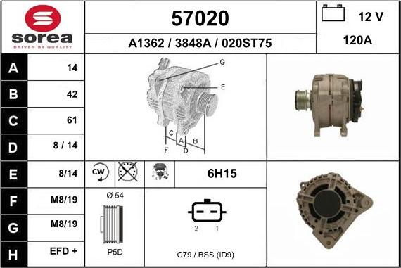 EAI 57020 - Alternator autospares.lv