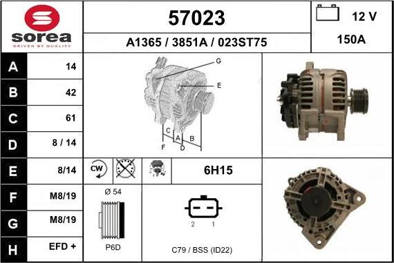 EAI 57023 - Alternator autospares.lv