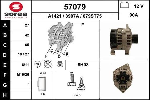 EAI 57079 - Alternator autospares.lv