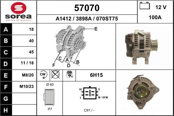 EAI 57070 - Alternator autospares.lv