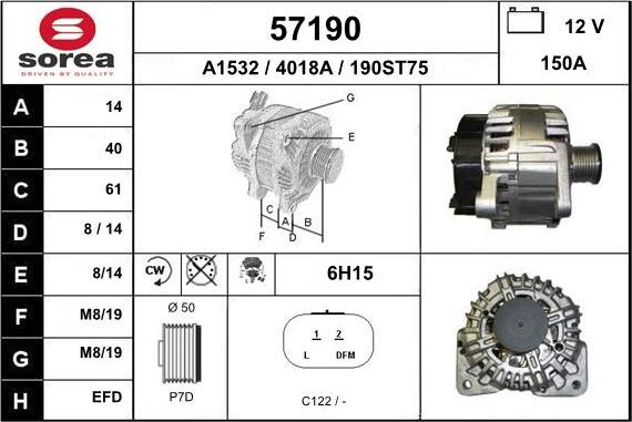EAI 57190 - Alternator autospares.lv