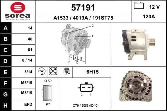 EAI 57191 - Alternator autospares.lv