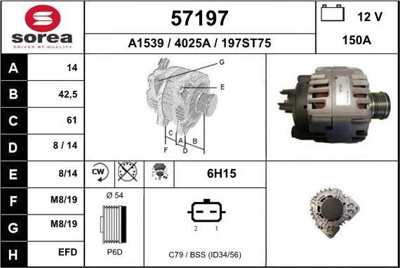 EAI 57197 - Alternator autospares.lv