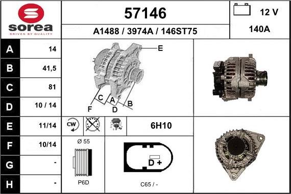 EAI 57146 - Alternator autospares.lv