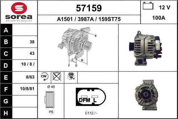 EAI 57159 - Alternator autospares.lv