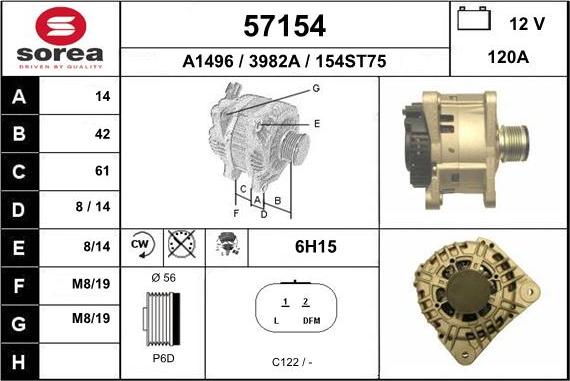 EAI 57154 - Alternator autospares.lv