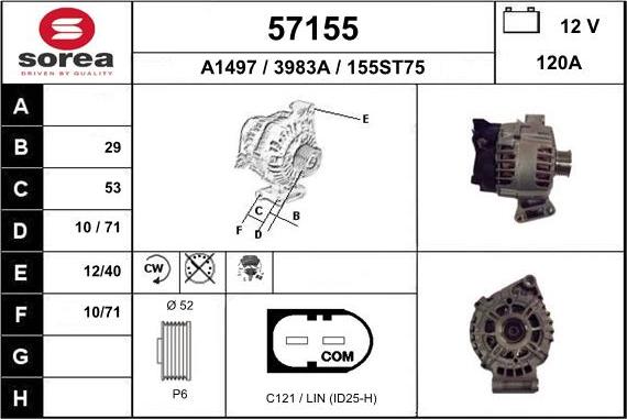 EAI 57155 - Alternator autospares.lv