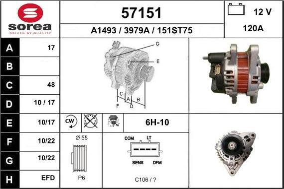 EAI 57151 - Alternator autospares.lv