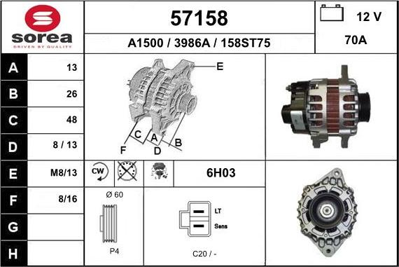 EAI 57158 - Alternator autospares.lv