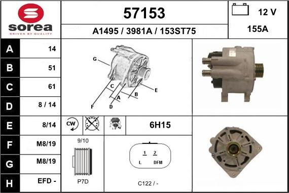 EAI 57153 - Alternator autospares.lv