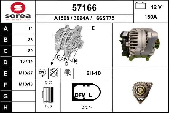 EAI 57166 - Alternator autospares.lv