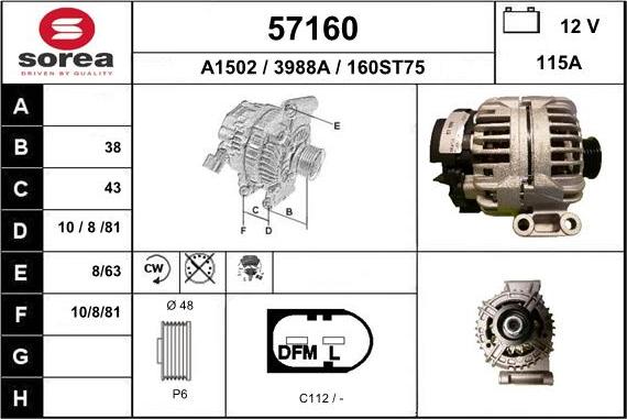 EAI 57160 - Alternator autospares.lv