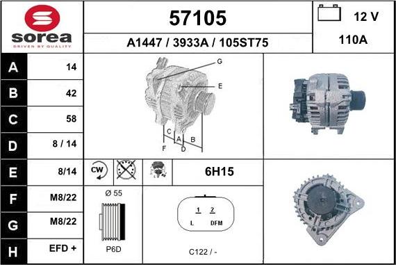 EAI 57105 - Alternator autospares.lv