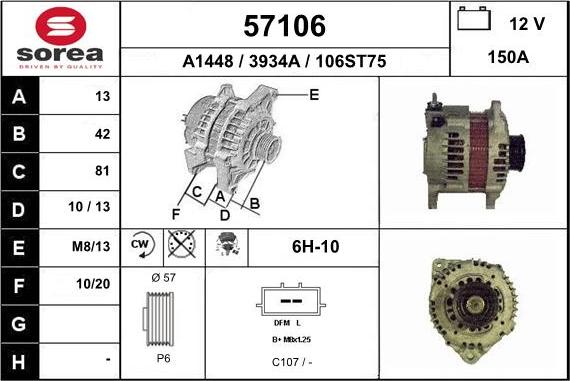 EAI 57106 - Alternator autospares.lv