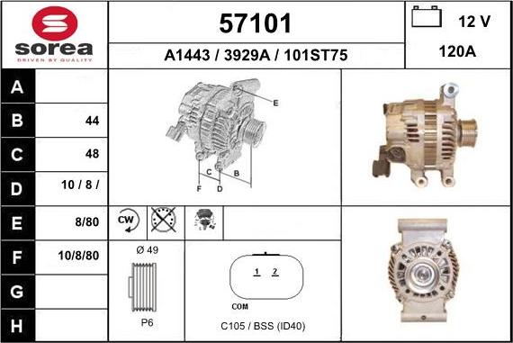 EAI 57101 - Alternator autospares.lv