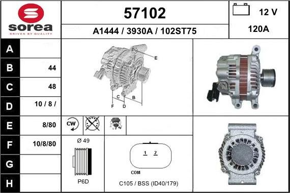 EAI 57102 - Alternator autospares.lv