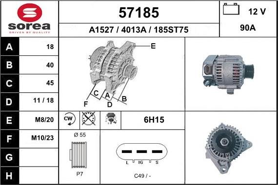 EAI 57185 - Alternator autospares.lv