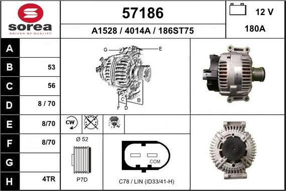 EAI 57186 - Alternator autospares.lv