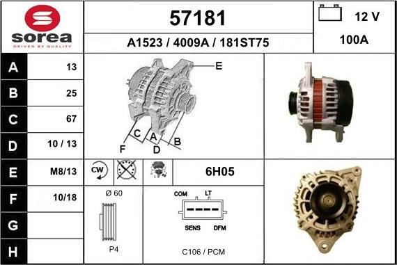 EAI 57181 - Alternator autospares.lv