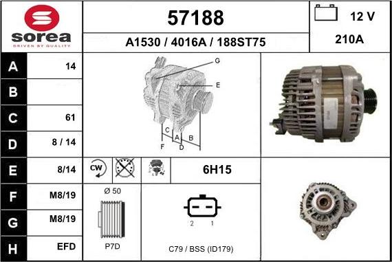 EAI 57188 - Alternator autospares.lv