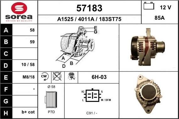 EAI 57183 - Alternator autospares.lv