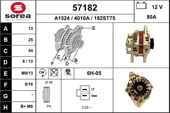 EAI 57182 - Alternator autospares.lv