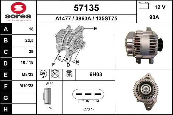 EAI 57135 - Alternator autospares.lv