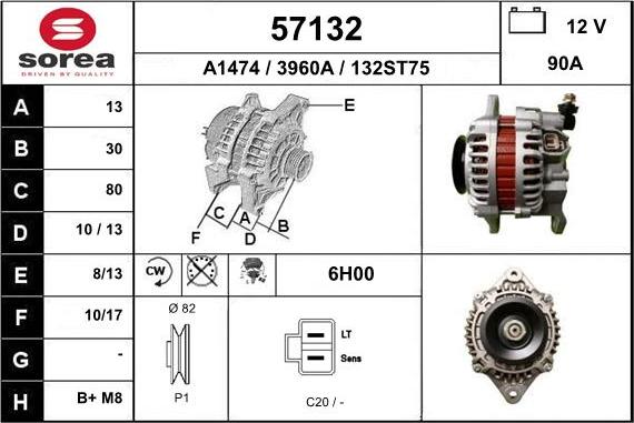 EAI 57132 - Alternator autospares.lv