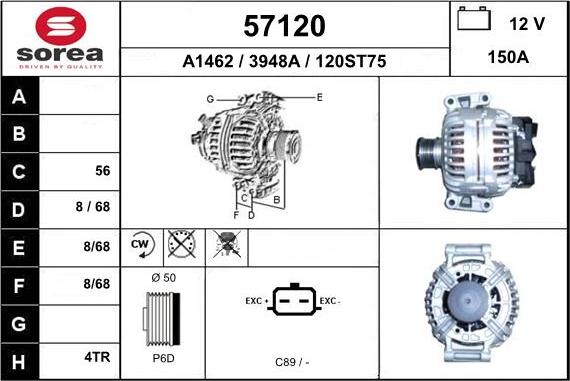 EAI 57120 - Alternator autospares.lv
